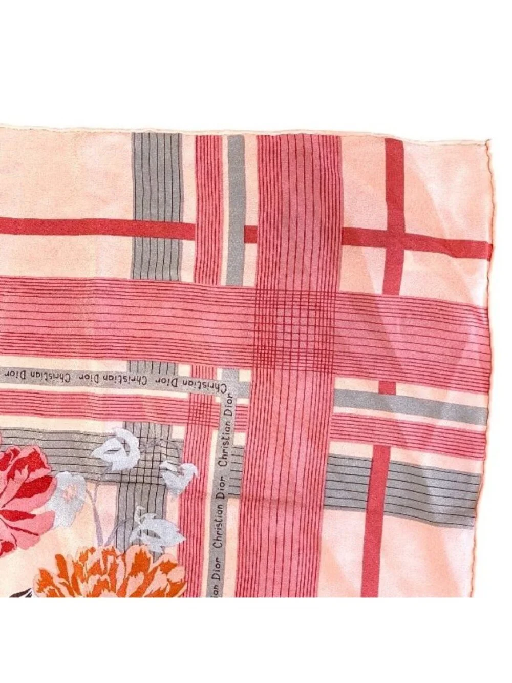 Christian Dior Stole Shawl Scarf Accessories Silk Logo Total Pink Red